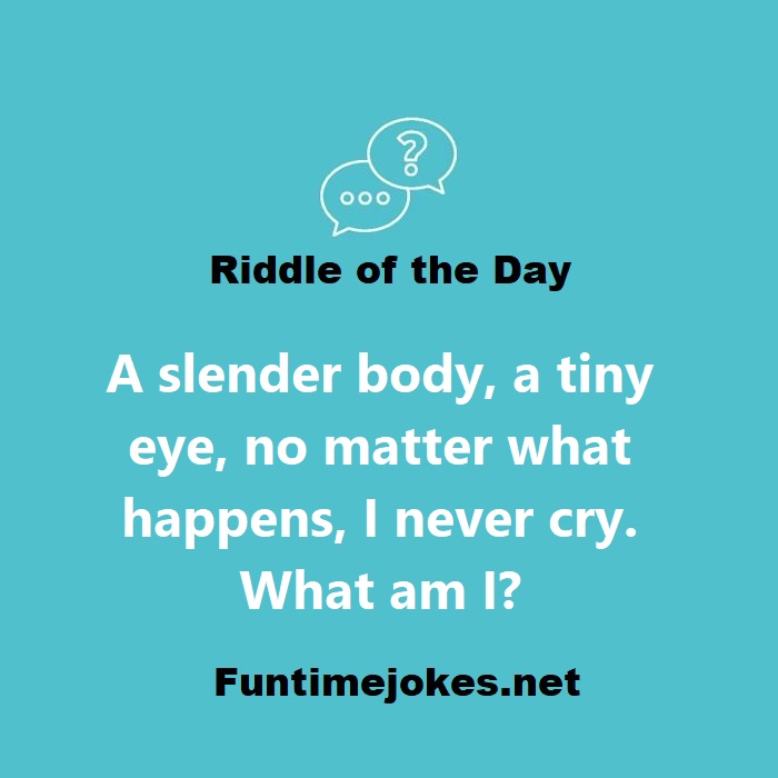 A slender body, a tiny eye, no matter what happens, I never cry. What am I?