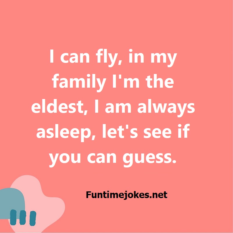 I can fly, in my family I am the eldest, I am always asleep, lets see if you can guess.
