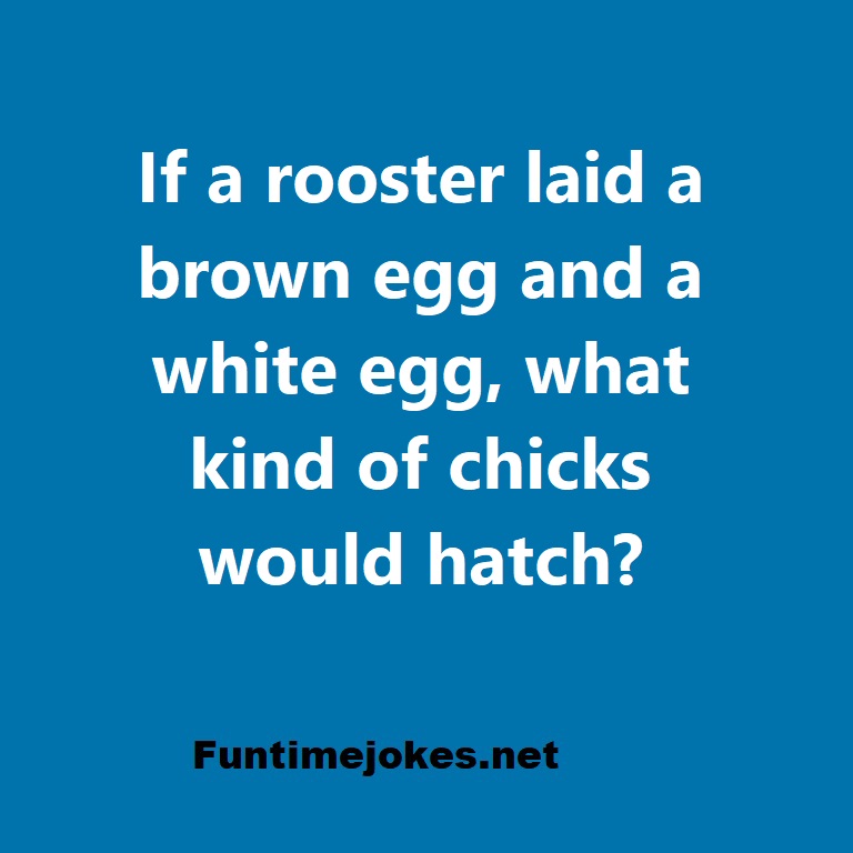 If a rooster laid a brown egg and a white egg. What kind of chicks would hatch?