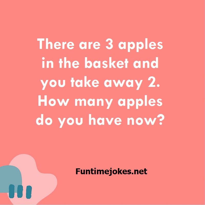 There are 3 apples in the basket and you take away 2. How many apples ...