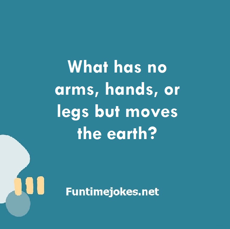 What has no arms, hands, or legs but moves the earth?