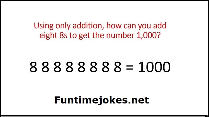 Using only addition and eight eights, how do you get 1,000?